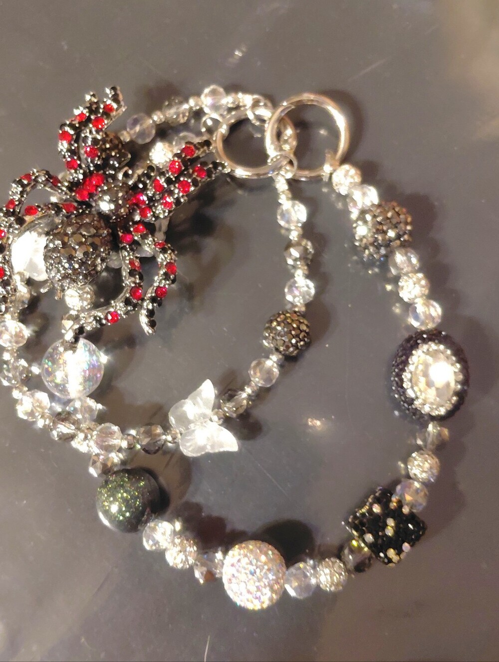 Spider Purse Charm / Purse Chain Red & Black Bling Spider is 3" 👀 Versatile - Picture 2 of 6